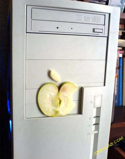 funny apple pc with real apple