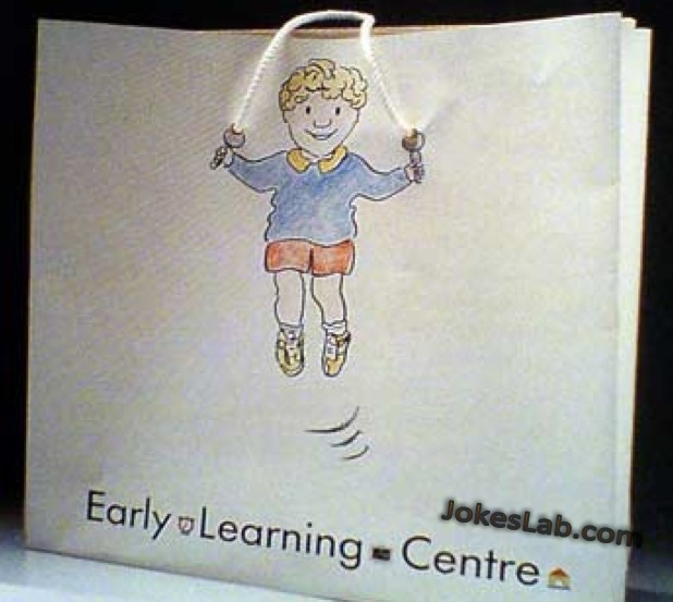 funny shopping bag for a early learning center