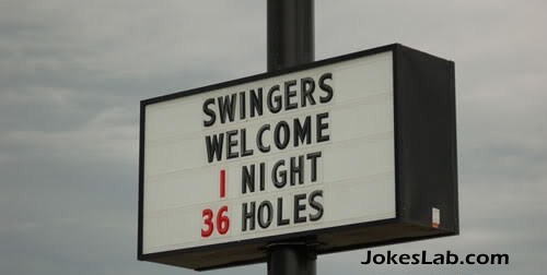 funny road sign, swingers welcome
