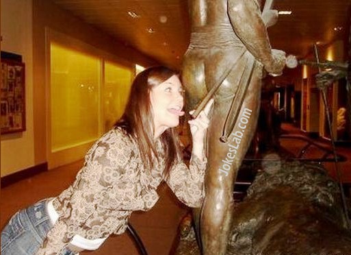 funny molestation , blow job, with a statue, wrong stick