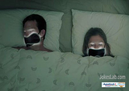 funny Aquafresh ad, couple in bed