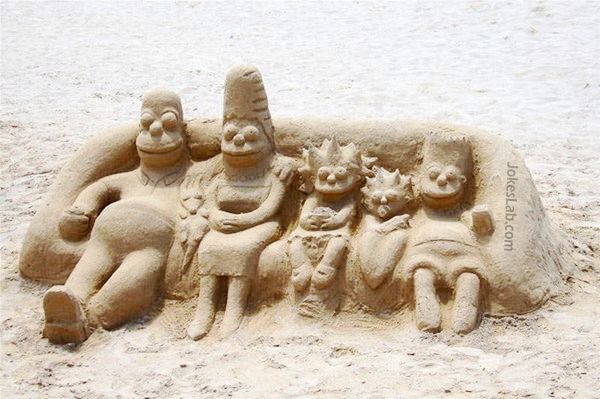 funny beach work, the Simpsons in the beach