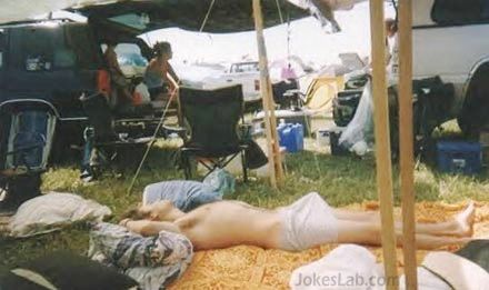 funny erection in camp when sleeping