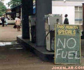 funny gas promotion sign, no gas this month