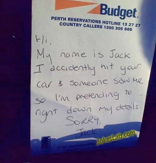 funny car note, pretends to write something