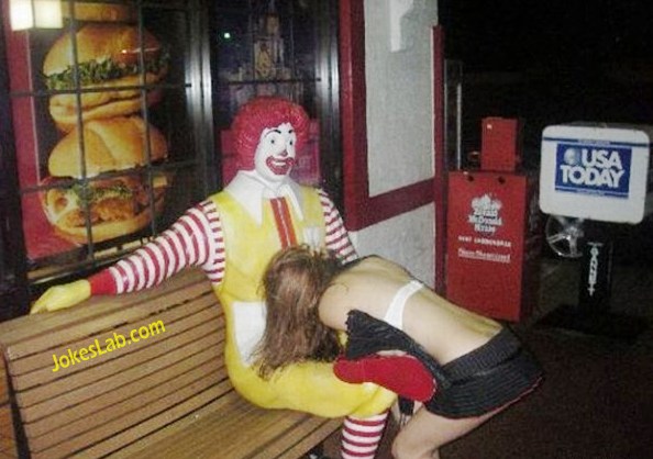 funny blow job in McDonald's, funny bitch
