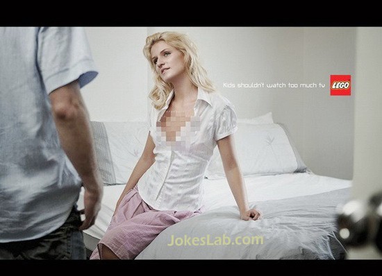 funny and sexy advertisement, lego, kids shouldn't watch too much TV