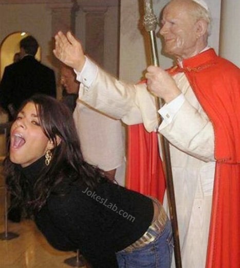 funny pose, having sex with the bishop