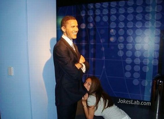 Obama is enjoying the blow job in Madame Tussauds London