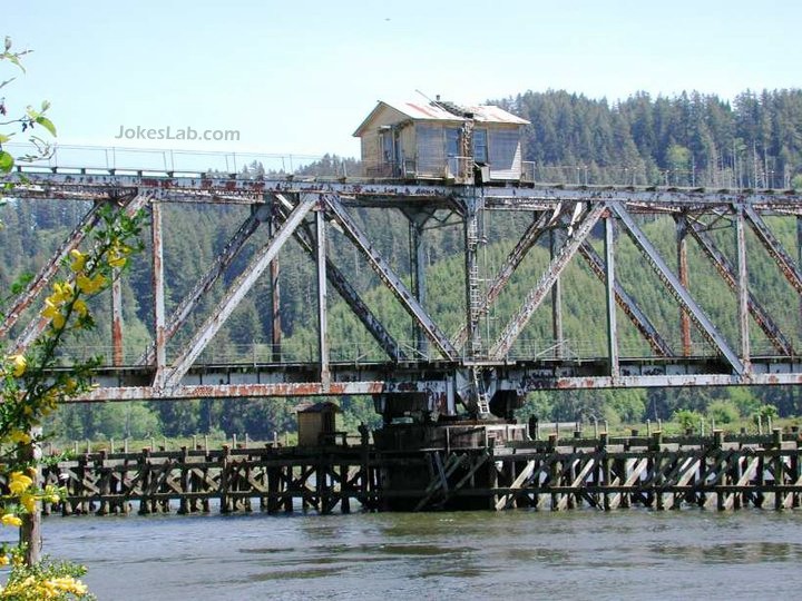 funny house on a railway bridge