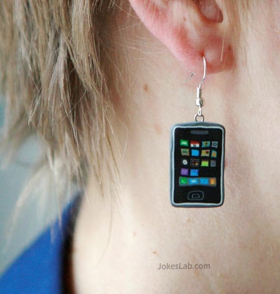funny iPhone earring, Apple fanboi