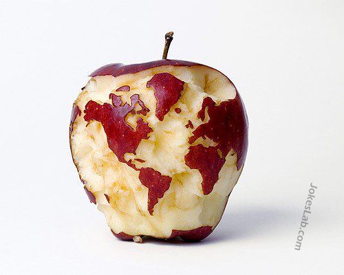 funny world map with apple