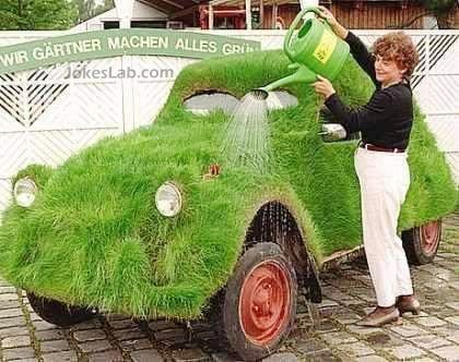 funny green car