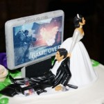 funny wedding cake, game over